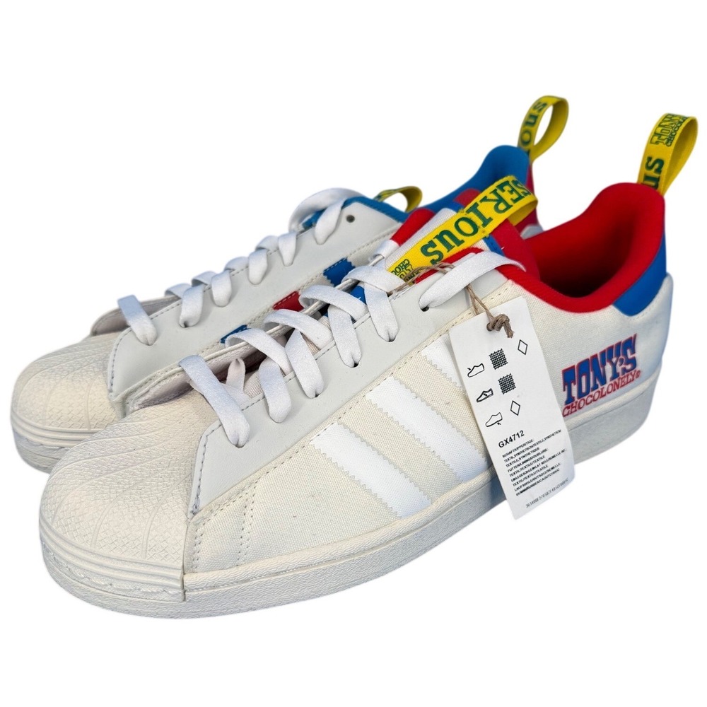 Adidas Originals Superstar Tonys Chocolonely Mens 10.5 White Blue Red GX4712‎